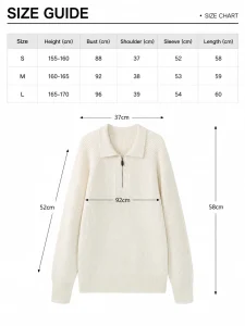Ribbed Half-Zip Collar Sweater — 51.9% cotton, 34.9% wool, 13.2% cashmere knitwear, view 8