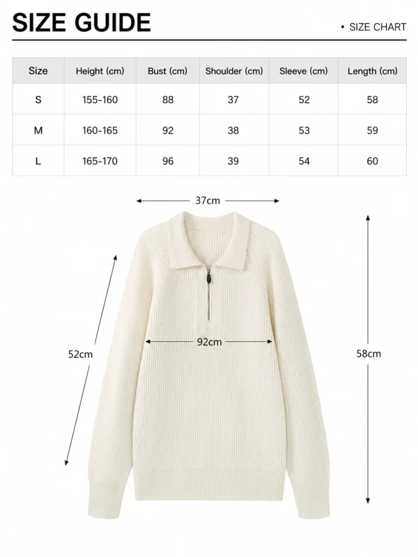Ribbed Half-Zip Collar Sweater — 51.9% cotton, 34.9% wool, 13.2% cashmere knitwear, view 8