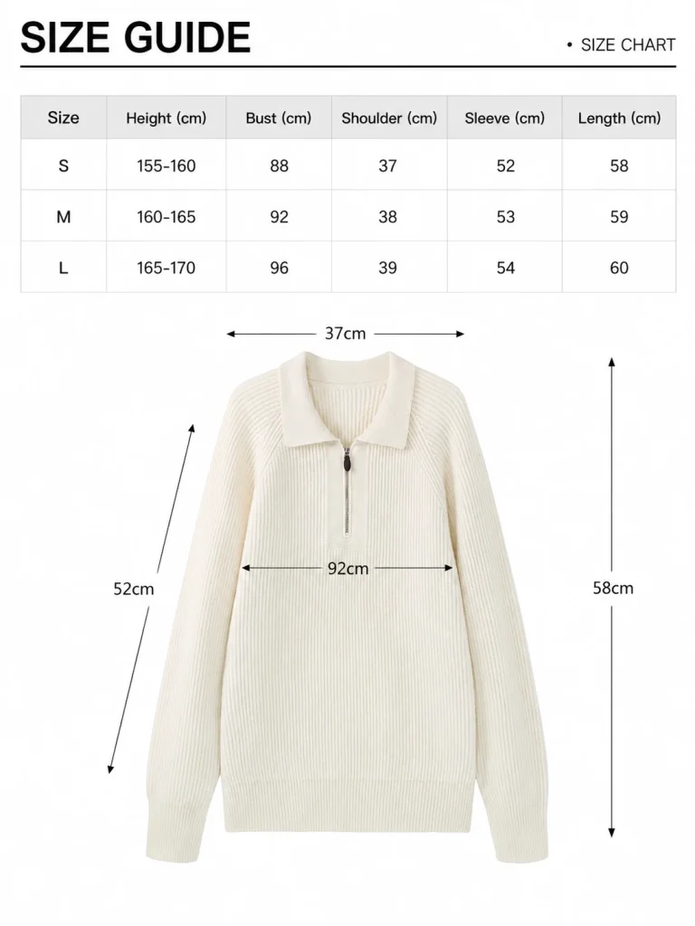 Ribbed Half-Zip Collar Sweater — 51.9% cotton, 34.9% wool, 13.2% cashmere knitwear, view 8