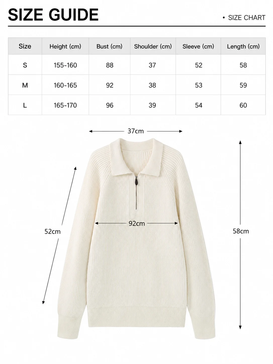 Ribbed Half-Zip Collar Sweater — 51.9% cotton, 34.9% wool, 13.2% cashmere knitwear, view 8