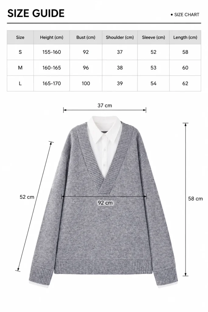 Grey Layered-Collar Knit Sweater — 34.9% wool, 13.2% nylon and 51.9% knitwear, view 8