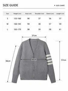 Striped Sleeve Knit Cardigan — Cotton / Acrylic / Polyester Blend knitwear, view 8