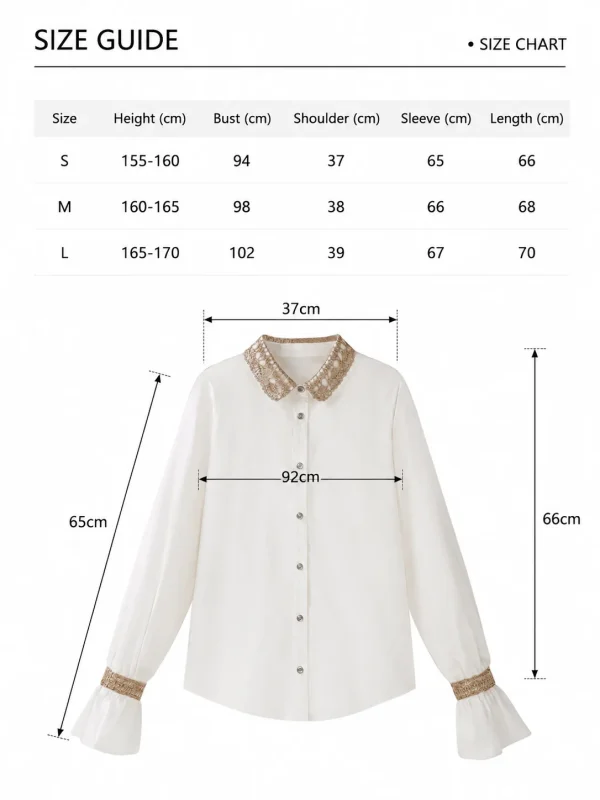 Cotton Shirt with Delicate Trim — 100% Cotton knitwear, view 8