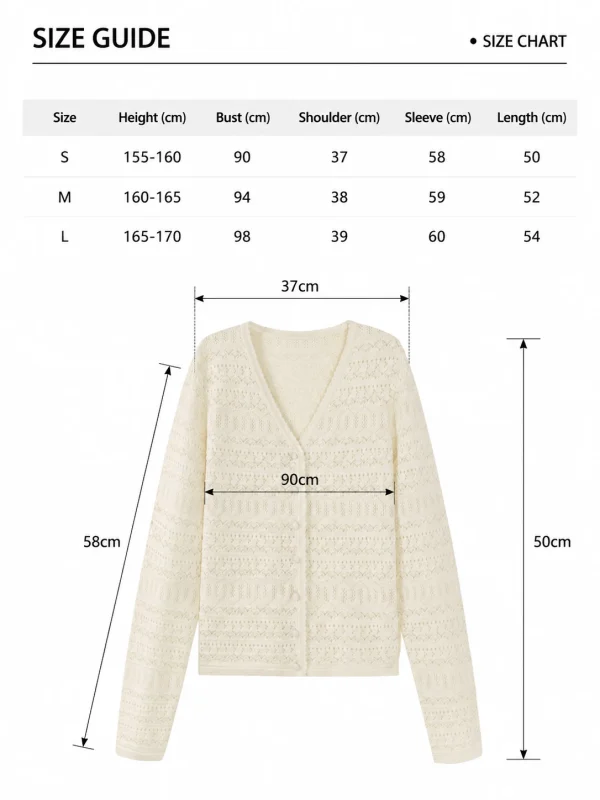 Openwork V-Neck Knit Cardigan — Cotton / Viscose Blend knitwear, view 8