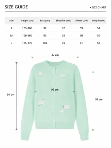 Wool Sheep Motif Cardigan — 100% Wool knitwear, view 8