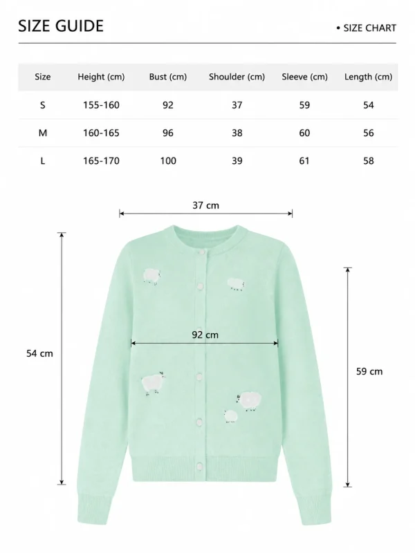 Wool Sheep Motif Cardigan — 100% Wool knitwear, view 8