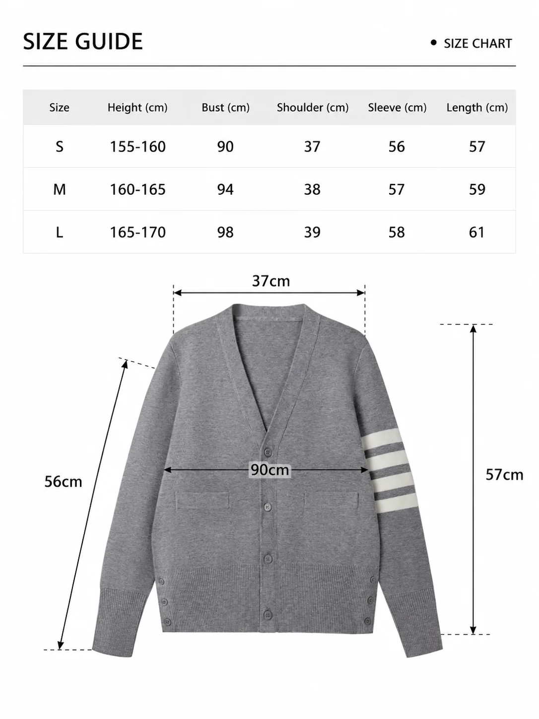Striped Sleeve Knit Cardigan — Cotton / Acrylic / Polyester Blend knitwear, view 8