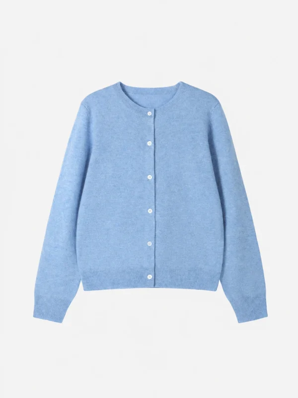 Wool Crewneck Cardigan — 100% Wool knitwear, view 6