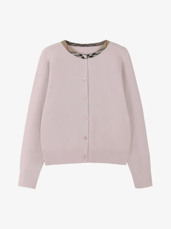 Round-Neck Wool Blend Cardigan — Polyester / Cotton Wool / Acrylic Blend knitwear, view 6