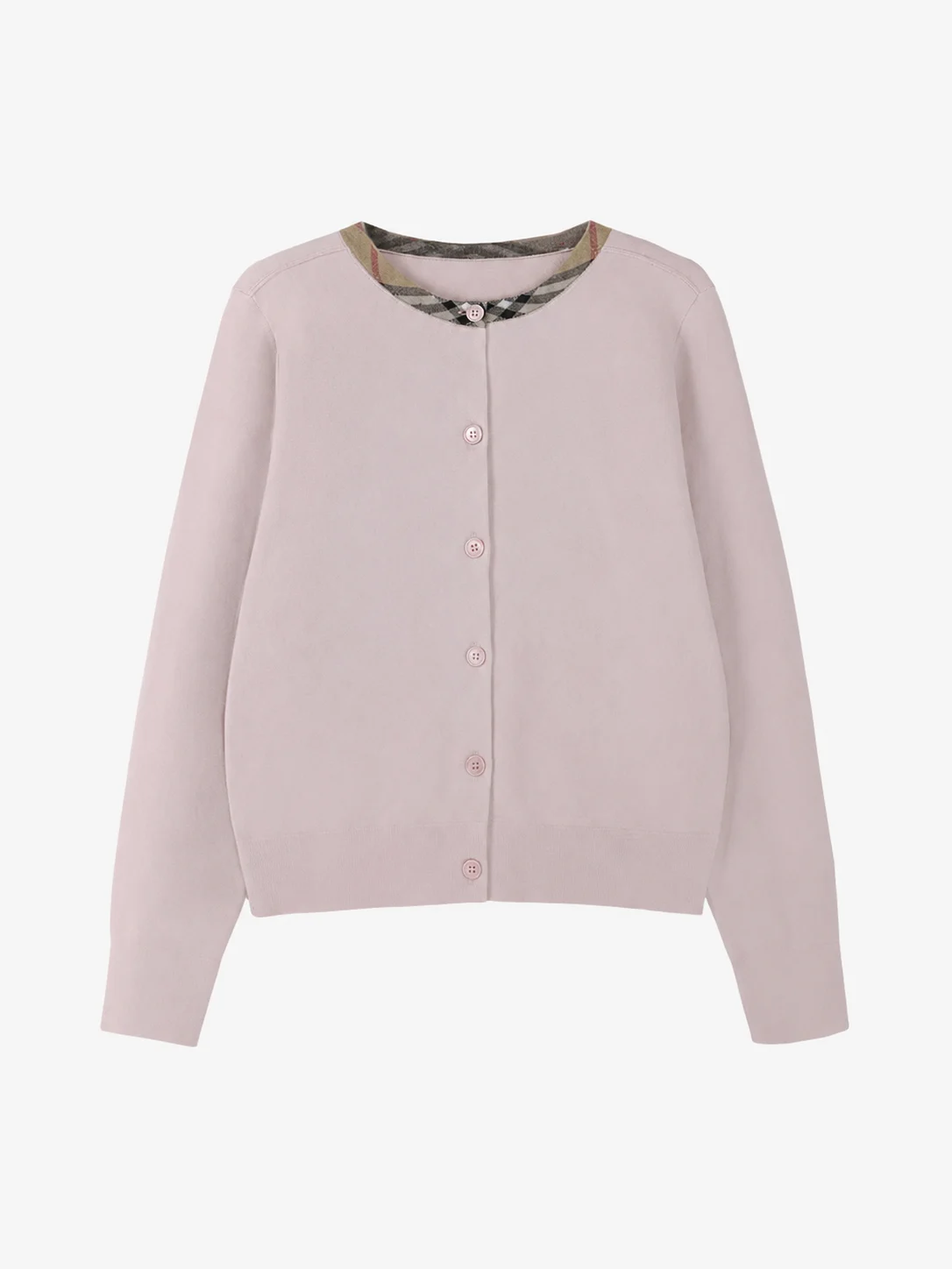 Round-Neck Wool Blend Cardigan — Polyester / Cotton Wool / Acrylic Blend knitwear, view 6