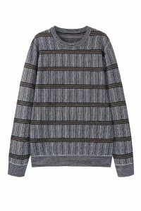 Striped Wool Blend Knit Sweater — 30.5% wool, 21.7% nylon, 47.8% polyester knitwear, view 6
