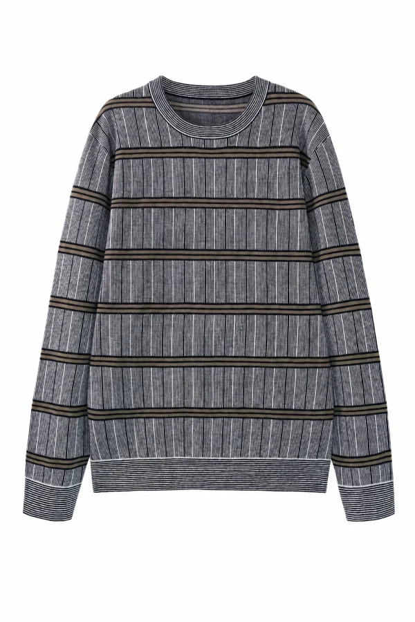 Striped Wool Blend Knit Sweater — 30.5% wool, 21.7% nylon, 47.8% polyester knitwear, view 6
