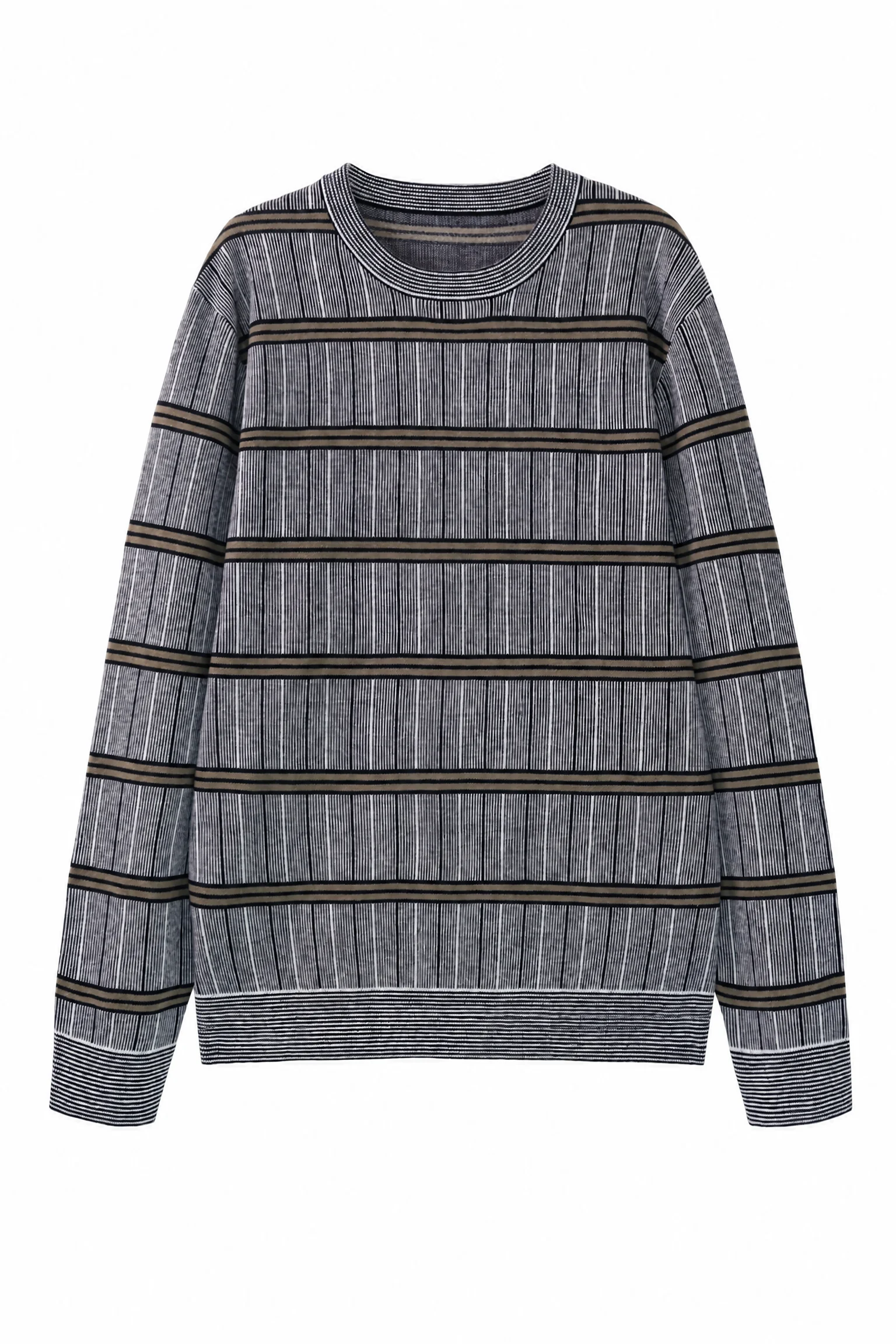 Striped Wool Blend Knit Sweater — 30.5% wool, 21.7% nylon, 47.8% polyester knitwear, view 6