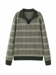 Checked Polo Knit Sweater — 30.5% wool, 21.7% acrylic, 47.8% knitwear, view 6