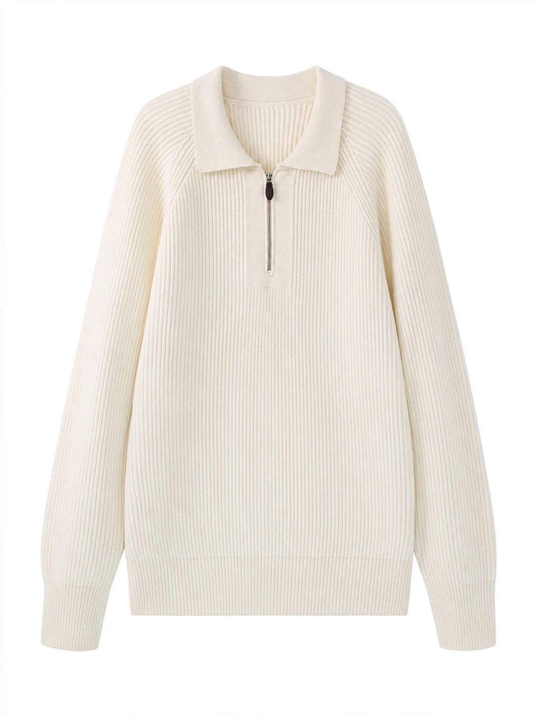 Ribbed Half-Zip Collar Sweater — 51.9% cotton, 34.9% wool, 13.2% cashmere knitwear, view 6