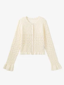 Openwork Cotton Knit Cardigan — 100% Cotton knitwear, view 6