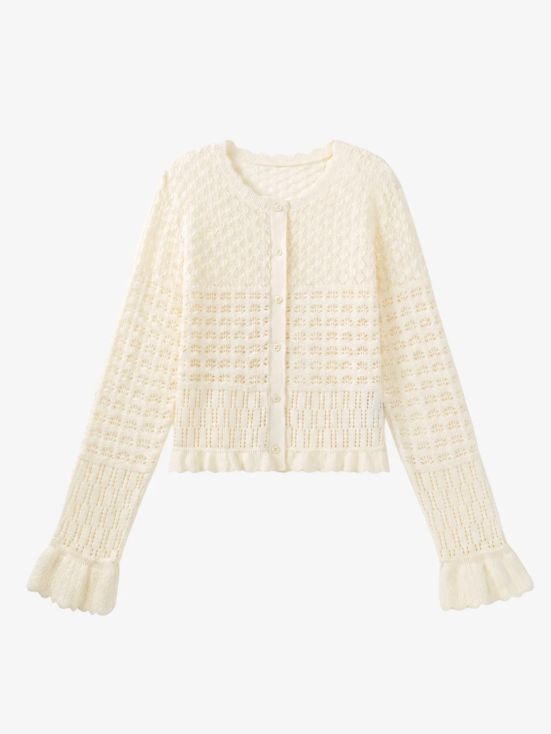 Openwork Cotton Knit Cardigan — 100% Cotton knitwear, view 6