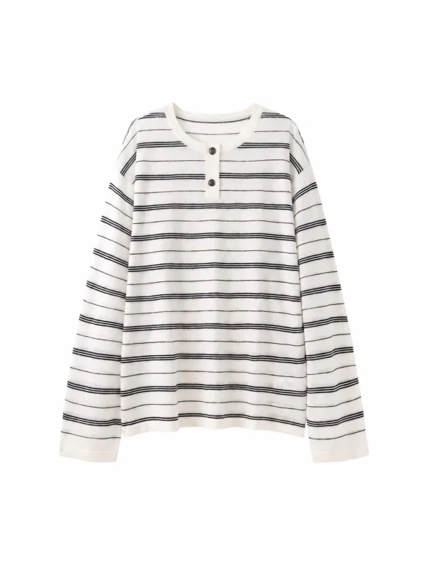 Striped Henley Knit Top — Man knitwear, view 6