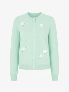 Wool Sheep Motif Cardigan — 100% Wool knitwear, view 6