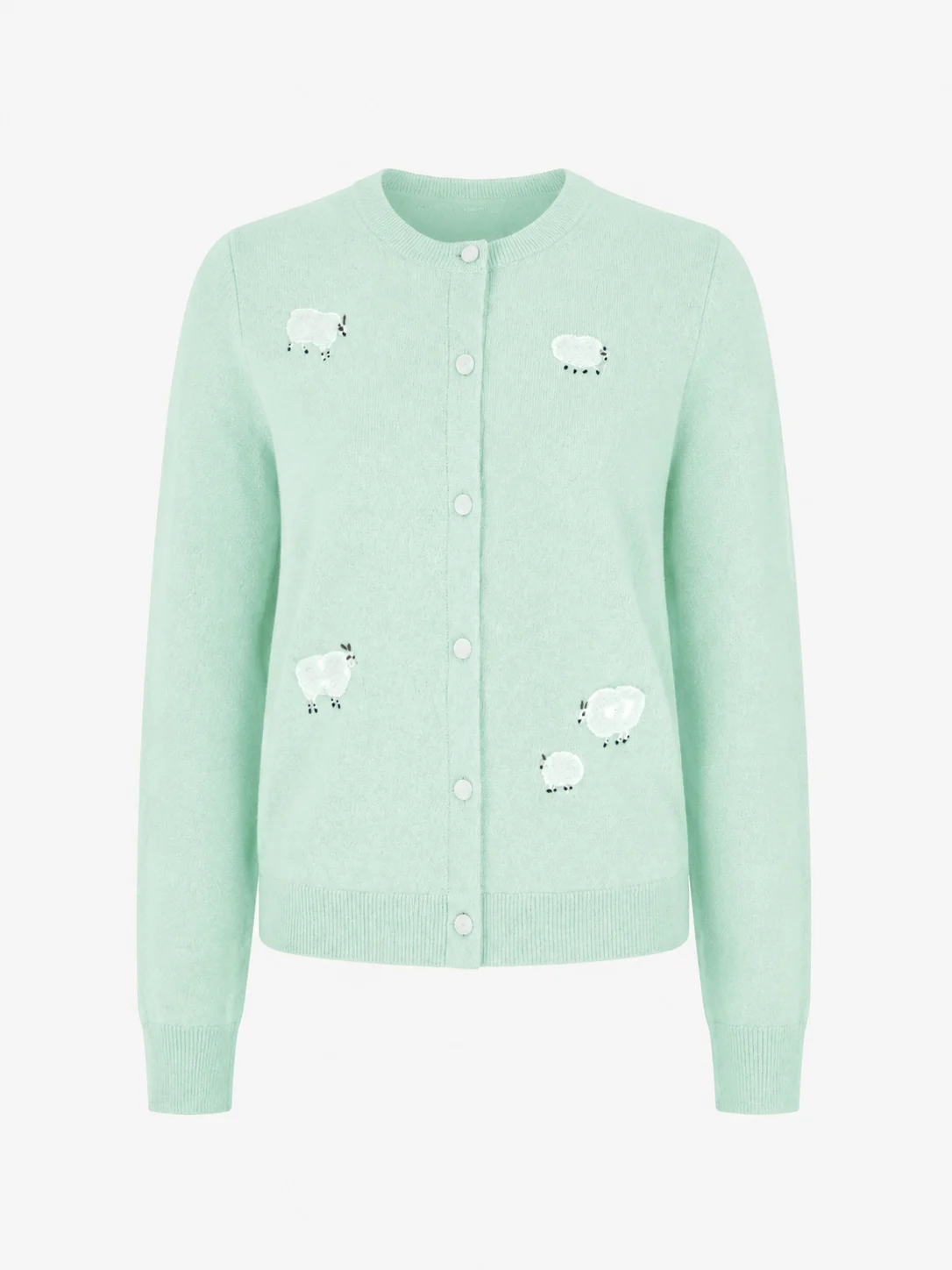 Wool Sheep Motif Cardigan — 100% Wool knitwear, view 6