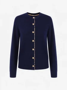Round-Neck Knit Cardigan — Cotton Wool / Nylon / Polyester Blend knitwear, view 6