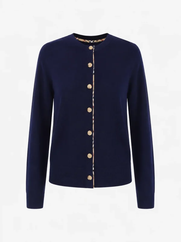 Round-Neck Knit Cardigan — Cotton Wool / Nylon / Polyester Blend knitwear, view 6