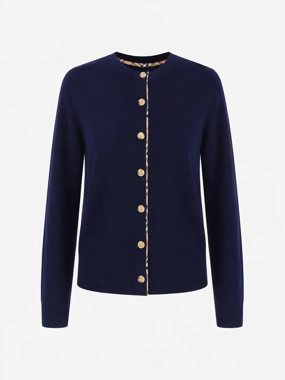 Round-Neck Knit Cardigan — Cotton Wool / Nylon / Polyester Blend knitwear, view 6