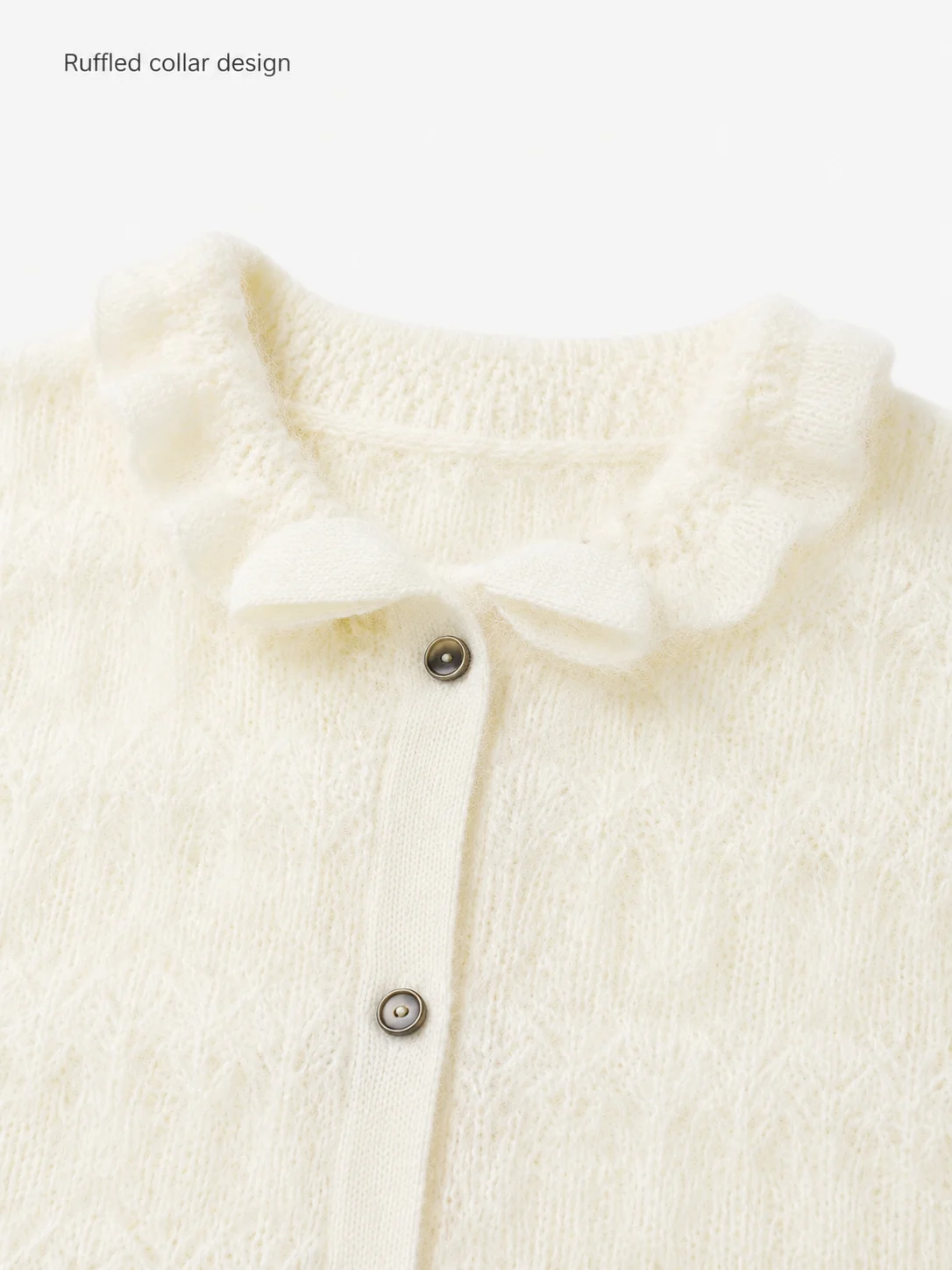 Wool Pointelle Button Cardigan — 100% Wool knitwear, view 7