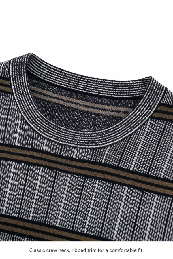 Striped Wool Blend Knit Sweater — 30.5% wool, 21.7% nylon, 47.8% polyester knitwear, view 7
