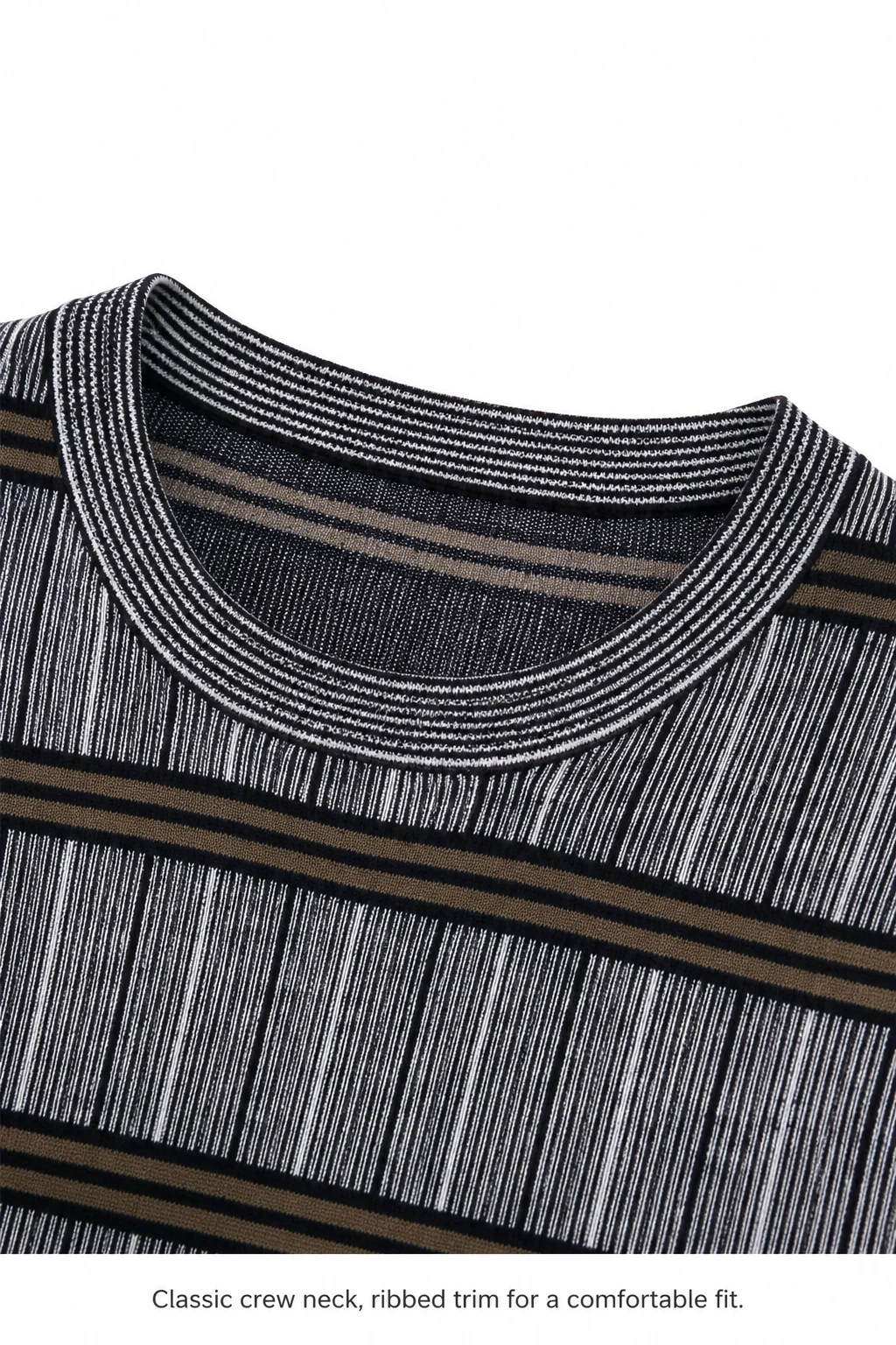 Striped Wool Blend Knit Sweater — 30.5% wool, 21.7% nylon, 47.8% polyester knitwear, view 7