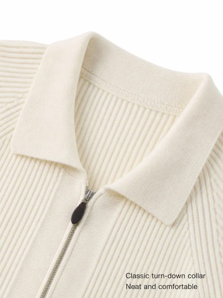 Ribbed Half-Zip Collar Sweater — 51.9% cotton, 34.9% wool, 13.2% cashmere knitwear, view 7