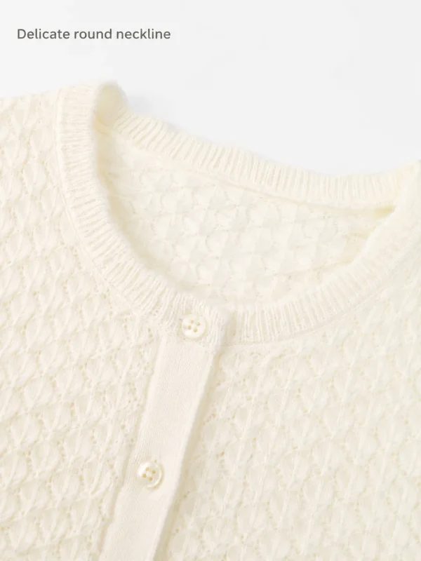 Openwork Cotton Knit Cardigan — 100% Cotton knitwear, view 7