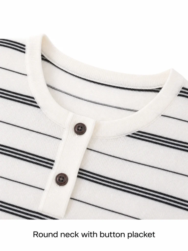 Striped Henley Knit Top — Man knitwear, view 7