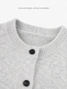 Illustrated Knit Button Cardigan — Polyester / Mulberry Silk / Spandex knitwear, view 7