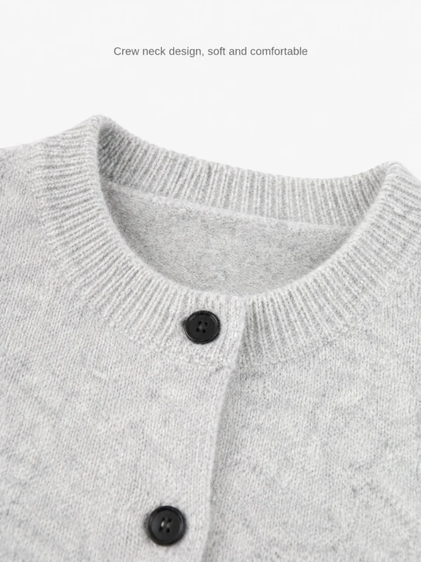 Illustrated Knit Button Cardigan — Polyester / Mulberry Silk / Spandex knitwear, view 7