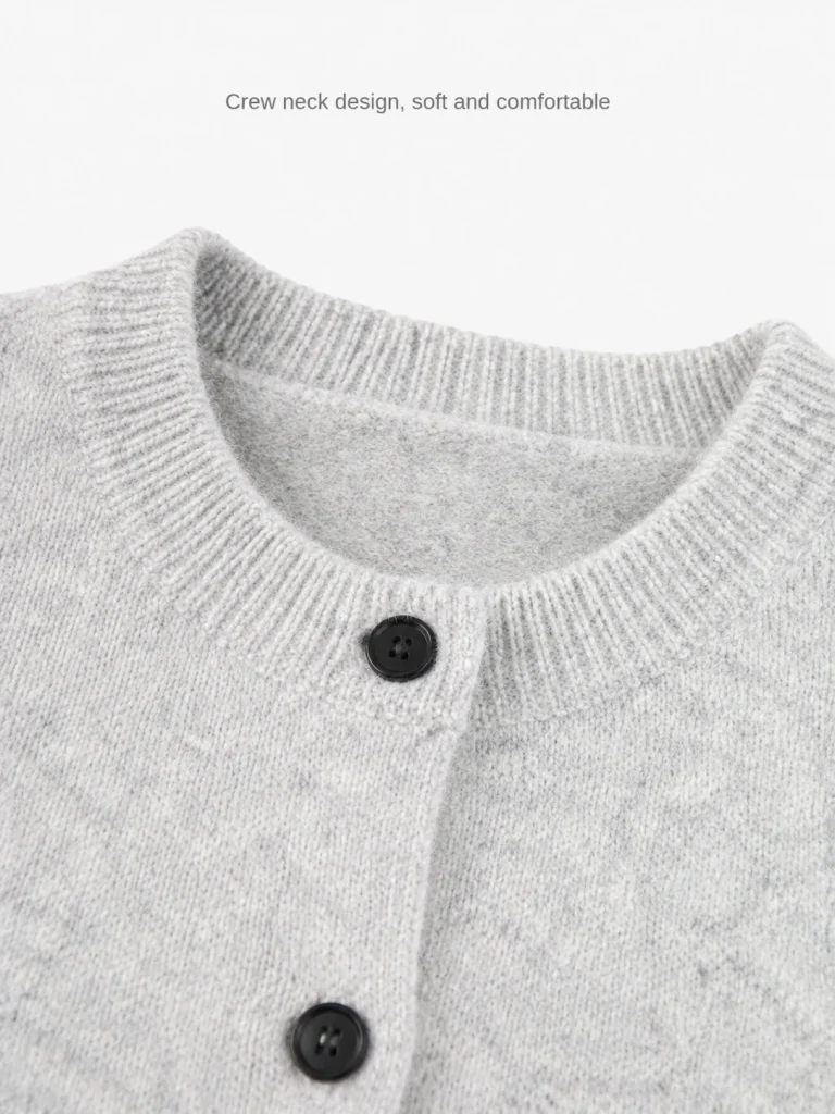 Illustrated Knit Button Cardigan — Polyester / Mulberry Silk / Spandex knitwear, view 7