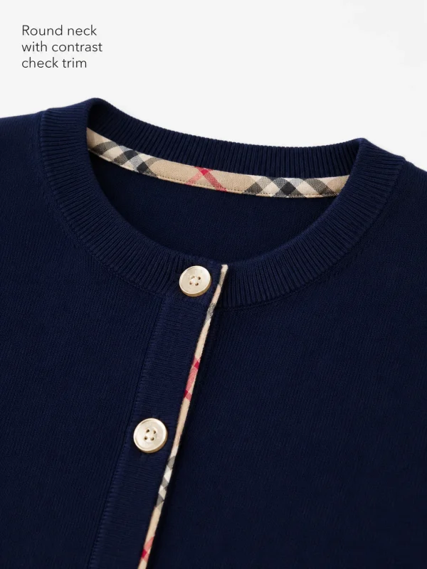 Round-Neck Knit Cardigan — Cotton Wool / Nylon / Polyester Blend knitwear, view 7